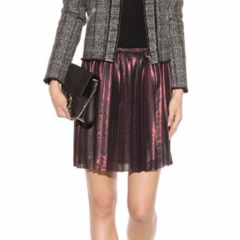 Isabel Marant NWT Circle Skirt Metallic Red Copper Pleated Mini Evening